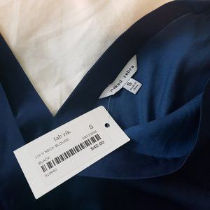 V Neck Cap Sleeve Blouse